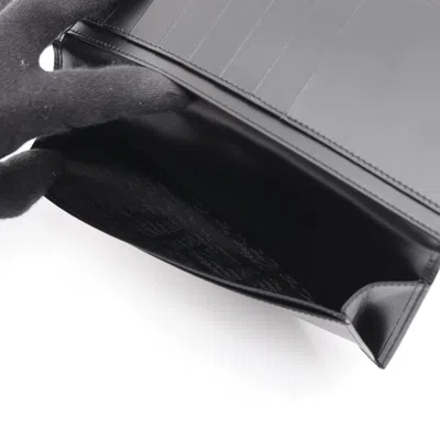 Pre-owned Cartier Black Leather Long Wallet (bi-fold) ()