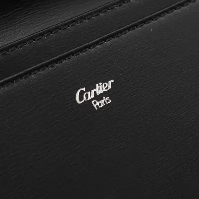 Pre-owned Cartier Black Leather Long Wallet (bi-fold) ()