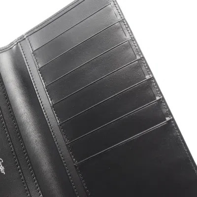 Pre-owned Cartier Black Leather Long Wallet (bi-fold) ()