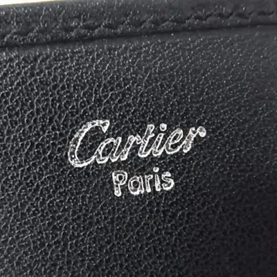 Pre-owned Cartier Black Leather Long Wallet (bi-fold) ()