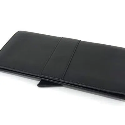 Pre-owned Cartier Black Leather Long Wallet (bi-fold) ()