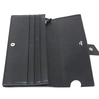 Pre-owned Cartier Black Leather Long Wallet (bi-fold) ()