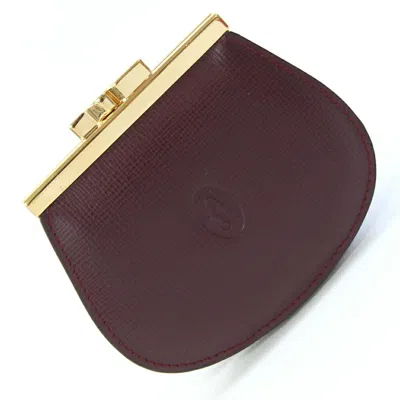 Pre-owned Cartier Bordeaux Leather Coin Purse/coin Case () In Burgundy