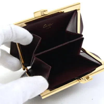Pre-owned Cartier Bordeaux Leather Coin Purse/coin Case () In Burgundy