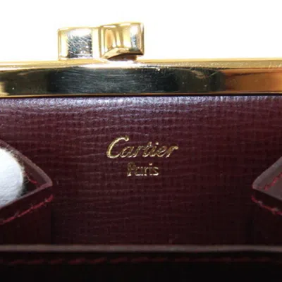 Pre-owned Cartier Bordeaux Leather Coin Purse/coin Case () In Burgundy