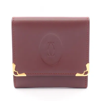 Pre-owned Cartier Bordeaux Leather Coin Purse/coin Case () In Burgundy