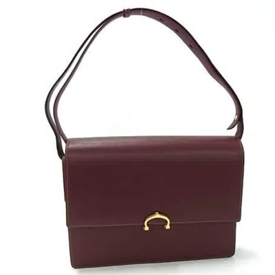Pre-owned Cartier Bordeaux Leather Handbag Shoulder Bag () In Burgundy