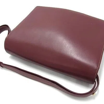 Pre-owned Cartier Bordeaux Leather Handbag Shoulder Bag () In Burgundy