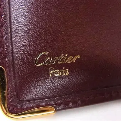 Pre-owned Cartier Bordeaux Leather Long Wallet (bi-fold) () In Burgundy