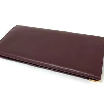 Pre-owned Cartier Bordeaux Leather Long Wallet (bi-fold) () In Burgundy