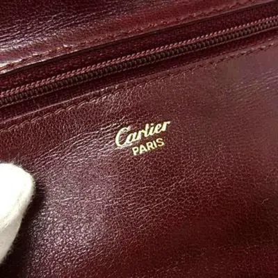 Pre-owned Cartier Bordeaux Leather Long Wallet (bi-fold) () In Burgundy