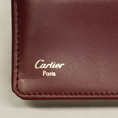 Pre-owned Cartier Bordeaux Leather Long Bill Wallet (bi-fold) () In Burgundy