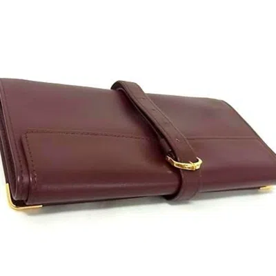 Pre-owned Cartier Bordeaux Leather Long Wallet (bi-fold) () In Burgundy