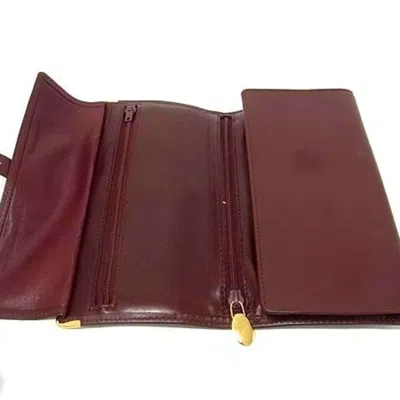 Pre-owned Cartier Bordeaux Leather Long Wallet (bi-fold) () In Burgundy