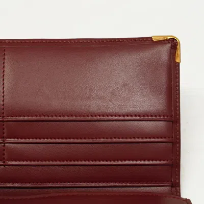 Pre-owned Cartier Bordeaux Leather Long Bill Wallet (bi-fold) () In Burgundy