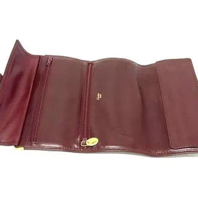 Pre-owned Cartier Bordeaux Leather Long Wallet (bi-fold) () In Burgundy