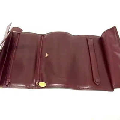 Pre-owned Cartier Bordeaux Leather Long Wallet (bi-fold) () In Burgundy