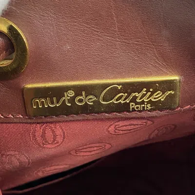 Pre-owned Cartier Bordeaux Leather Shoulder Bag () In Burgundy
