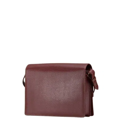 Pre-owned Cartier Bordeaux Leather Shoulder Bag () In Burgundy