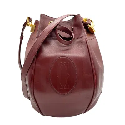 Pre-owned Cartier Bordeaux Red Color Leather Shoulder Bag () In Burgundy
