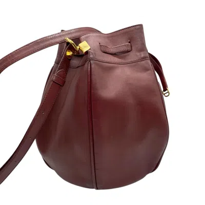 Pre-owned Cartier Bordeaux Red Color Leather Shoulder Bag () In Burgundy