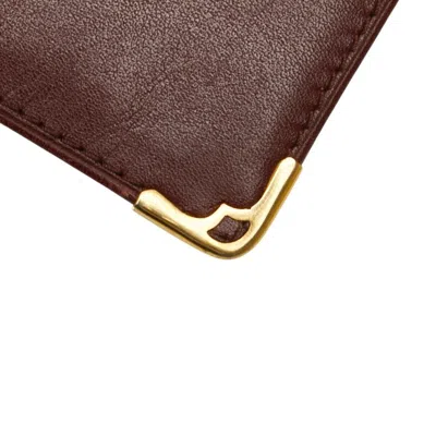 Pre-owned Cartier Bordeaux Wine Red Leather Bill Wallet (bi-fold) () In Burgundy