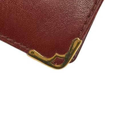 Pre-owned Cartier Bordeaux Wine Red Leather Bill Wallet (bi-fold) () In Burgundy