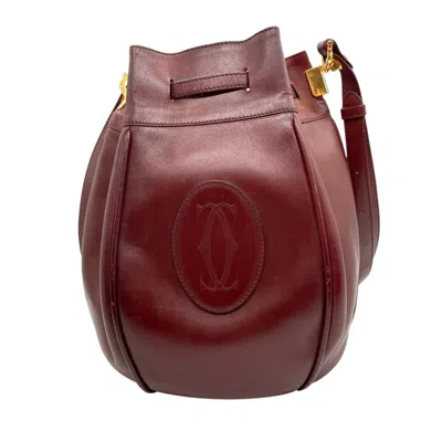 Pre-owned Cartier Bordeaux Red Color Leather Shoulder Bag () In Burgundy