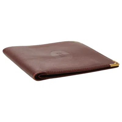 Pre-owned Cartier Bordeaux Wine Red Leather Bill Wallet (bi-fold) () In Burgundy