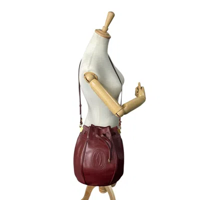 Pre-owned Cartier Bordeaux Red Color Leather Shoulder Bag () In Burgundy