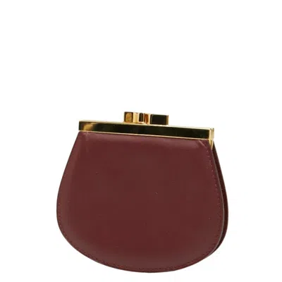 Pre-owned Cartier Bordeaux Wine Red Leather Coin Purse/coin Case () In Burgundy