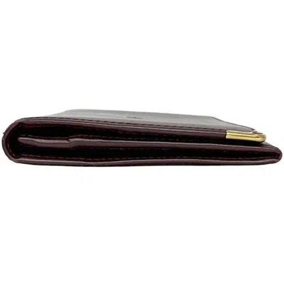 Pre-owned Cartier Bordeaux Wine Red Leather Long Wallet (bi-fold) () In Burgundy