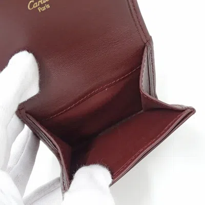 Pre-owned Cartier Bordeaux Wine Red Leather Coin Purse/coin Case () In Burgundy