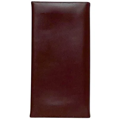 Pre-owned Cartier Bordeaux Wine Red Leather Long Wallet (bi-fold) () In Burgundy