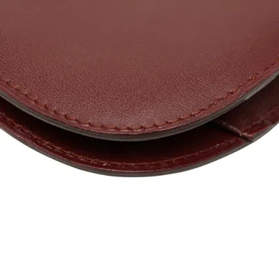 Pre-owned Cartier Bordeaux Wine Red Leather Coin Purse/coin Case () In Burgundy