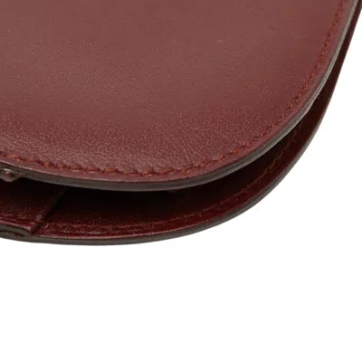 Pre-owned Cartier Bordeaux Wine Red Leather Coin Purse/coin Case () In Burgundy