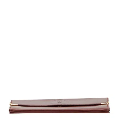 Pre-owned Cartier Bordeaux Wine Red Leather Long Wallet (bi-fold) () In Burgundy