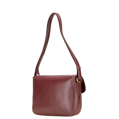 Pre-owned Cartier Bordeaux Wine Red Leather Shoulder Bag () In Burgundy