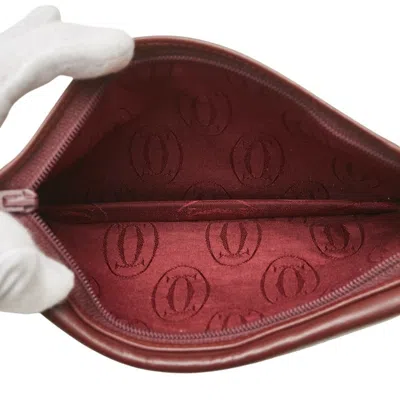 Pre-owned Cartier Bordeaux Wine Red Leather Long Wallet (bi-fold) () In Burgundy
