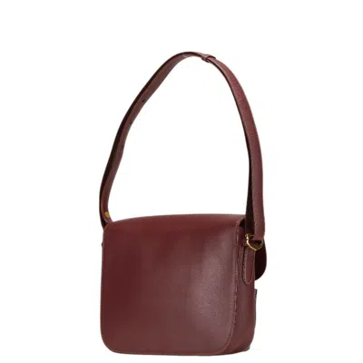 Pre-owned Cartier Bordeaux Wine Red Leather Shoulder Bag () In Burgundy