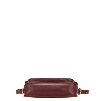Pre-owned Cartier Bordeaux Wine Red Leather Shoulder Bag () In Burgundy