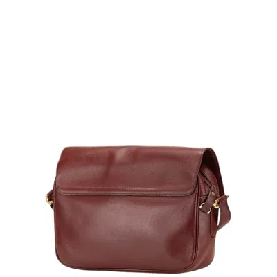 Pre-owned Cartier Bordeaux Wine Red Leather Shoulder Bag () In Burgundy