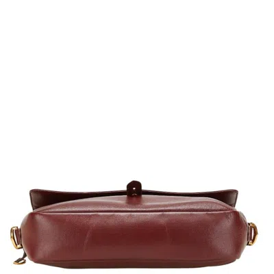 Pre-owned Cartier Bordeaux Wine Red Leather Shoulder Bag () In Burgundy