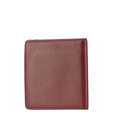 Pre-owned Cartier Bordeaux Wine Red Leather Wallet (bi-fold) () In Burgundy