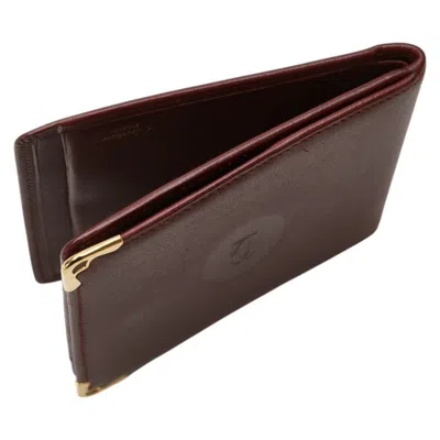 Pre-owned Cartier Bordeaux Wine Red Leather Wallet (bi-fold) () In Burgundy