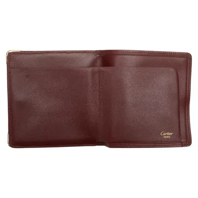 Pre-owned Cartier Bordeaux Wine Red Leather Wallet (bi-fold) () In Burgundy