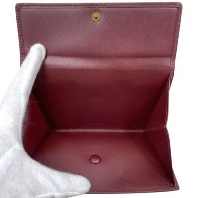 Pre-owned Cartier Bordeaux Wine Red Leather Wallet (tri-fold) () In Burgundy