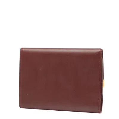 Pre-owned Cartier Bordeaux Wine Red Leather Wallet (tri-fold) () In Burgundy