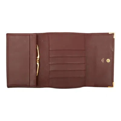 Pre-owned Cartier Bordeaux Wine Red Leather Wallet (tri-fold) () In Burgundy
