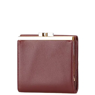 Pre-owned Cartier Bordeaux Wine Red Leather Wallet (tri-fold) () In Burgundy